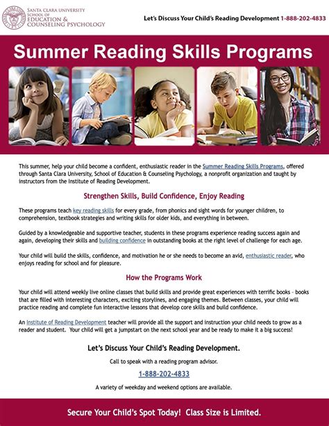 gov/ActiveNet to register. . Summer reading skills programs santa clara university